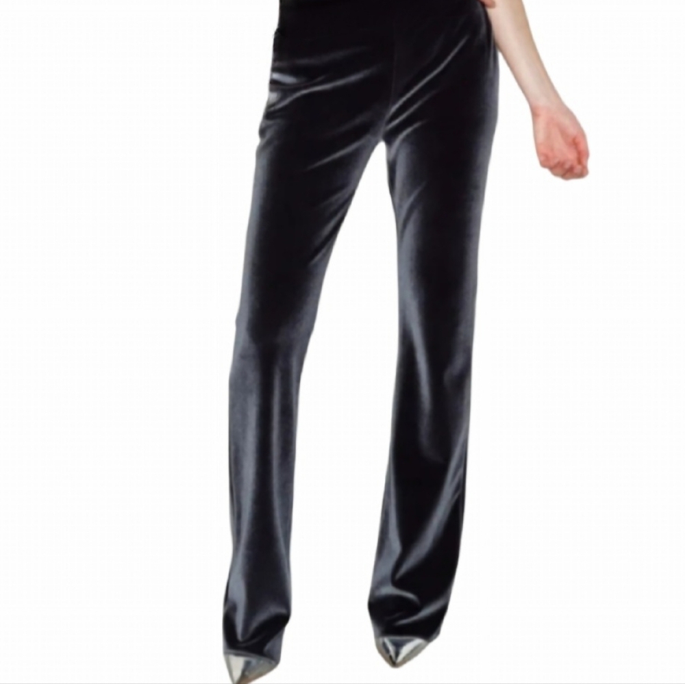 Anne Klein Velvet Pants Size 6 Charcoal Gray